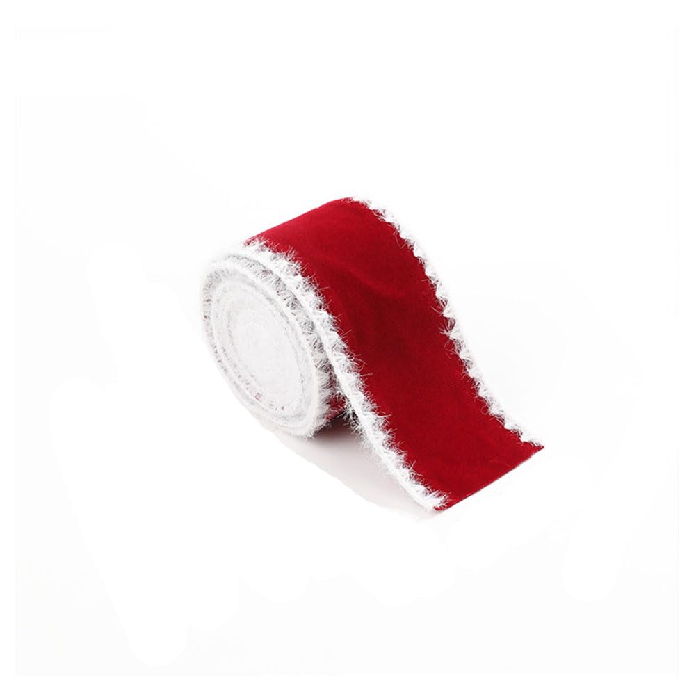 Samtband 2M Weihnachtsband Mit Draht Geschenkband Breit Dekoband Flache Drahtbänder Vintage Zierband Schleifenband Seidenband für Geschenkverpackung DIY Handwerk Blumenstrauß Dekoration