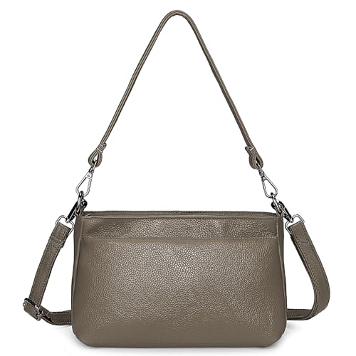 YALUXE Women's Real Leather Shoulder Bag Medium Size Handbag Purse