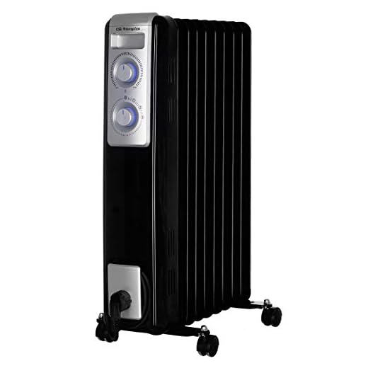 Orbegozo RN 2000 - Radiador de aceite, 9 elementos, luz LED, termostato regulable, Recogecables, Ruedas pivotantes, Negro, 2000 W