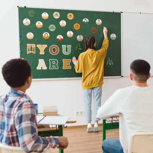 Dispowreath 27 Pcs Woodland Classroom Decor Affirmation Animals Station Bulletin Board Set, Positive Motivational Camping Decorations with 100 Adhesive Dots for School Teacher Classroom Decor - Image 2