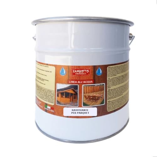 ZAMBOTTO VERNICI Ravvivante per parquet all'acqua trasparente per interno ed esterno (TRASPARENTE, 5 Litri)