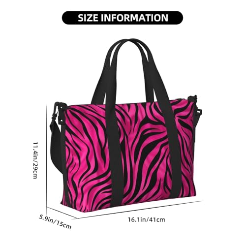 Pink Zebra Print Travel Duffel Bag Zebra Skin Carry On Tote Bag for Women Large Shoulder Weekender Overnight Bag Sports Gym Bag4