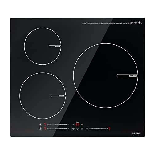 ECOTOUCH 3 Burner Induction Cooktop 24 inch with Booster,220240v 6500W