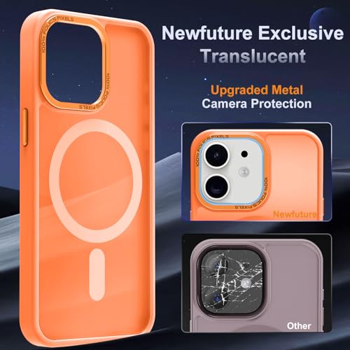 Newfuture Designed for iPhone 11 Case with Strong Magnetic [13 FT Military Drop Protection] [Compatible with Magsafe] Slim Translucent Matte Shockproof with Anti-Fingerprint Phone Case, Orange by Newfuture - Image 3