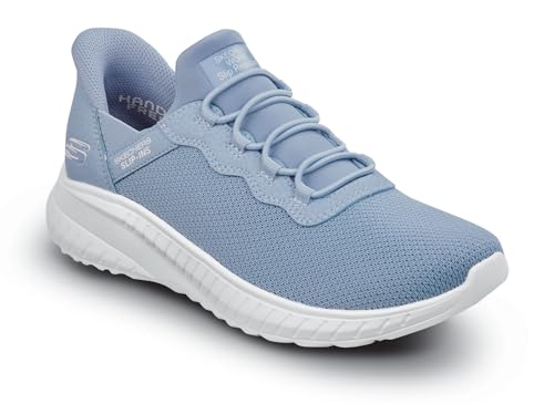 Skechers Hands Free Slip Ins Womens Light Blue Squad Chaos MaxTrax Soft Toe SRO Athletic (7.5 M)