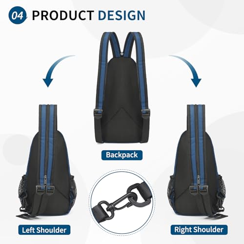 Convertible Sling Bags for Women Men, Lightweight Crossbody Backpack Daypack Fit for 7.9" Tablet for Casual Travel Sport Hiking (Dark Blue) - Image 6
