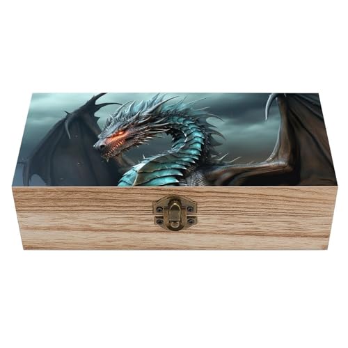 JTKLQBN Caja de almacenamiento grande de madera con tapa y cierre frontal, organizador de escritorio de oficina, bonita caja de recuerdos, cajas de recuerdos, cajas de joyería decorativas para