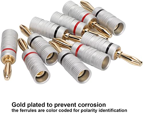 Image of [ 12 Pieces (6 Pcs Red & 6 Pcs Black) ] Banana Jacks Speaker Connector Adapter, Open Screw Type, For Speaker Wire, Wall Plates, 24k Gold Plated Speaker Banana Plugs, Closed Screw Type