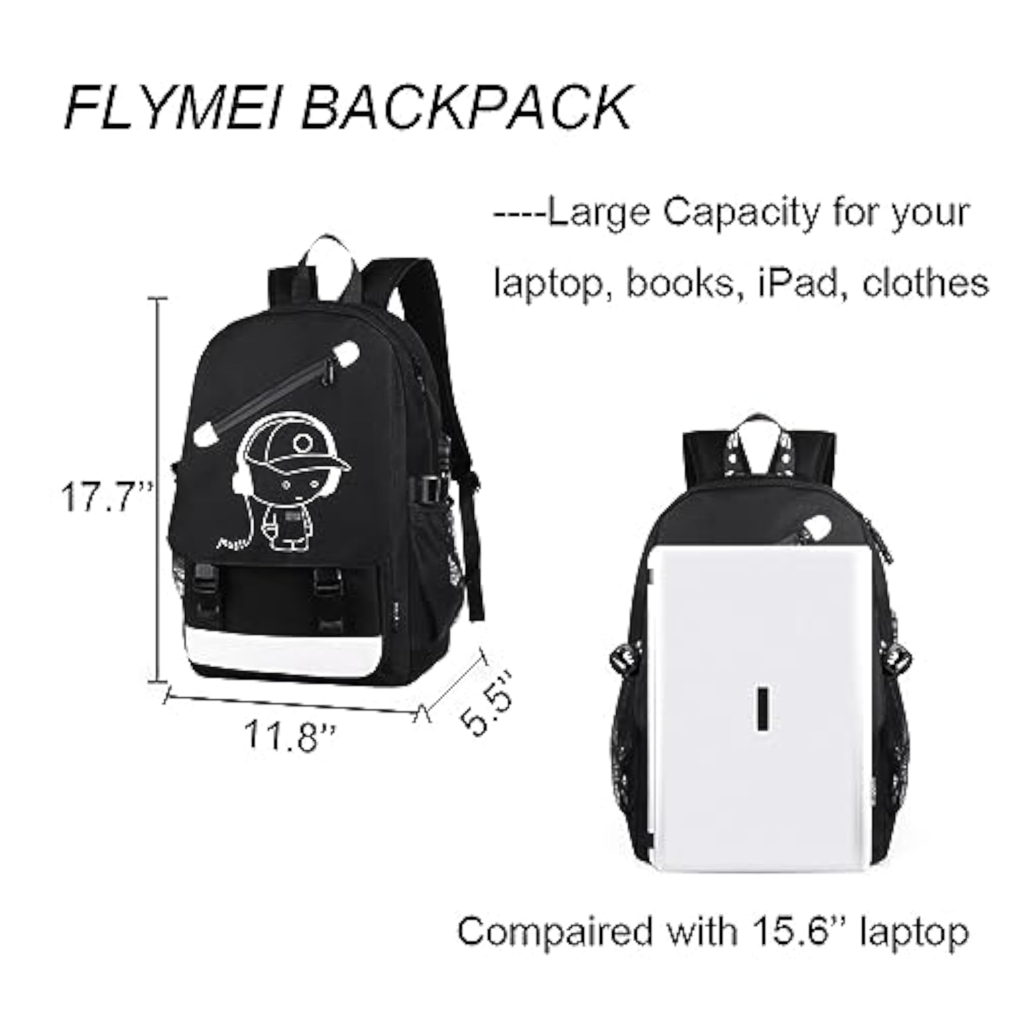 Anime Luminous Backpack with USB Charging Port