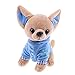 JVSISM 1PZ 17 Cm Chihuahua Puppy Kids Toy Kawaii Simulazione Bambola Animale Regalo di Compleanno per Ragazze Bambini Carino Peluche Cane Blu