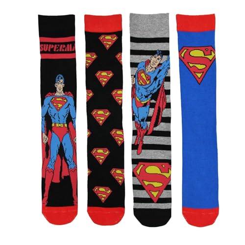 Lot de 4 paires de chaussettes pour homme sous licence officielle Superman, élégantes, durables, douces au toucher, confortables pour les chaussures...
