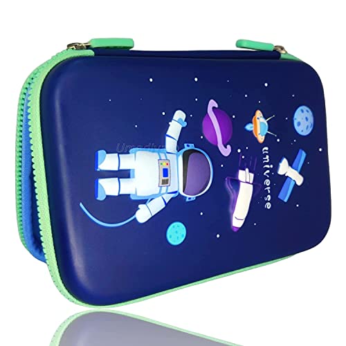 Branded 3D Space Design Embossed Eva Cover Pencil Case With Compartments, School Supply Organizer For Students, Stationery Box, Cosmetic Zip Pouch Bag (1 Unit, Canvas, Multicolor)