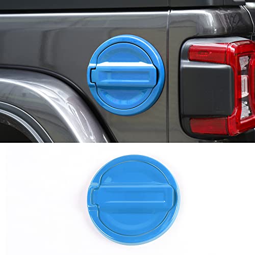 Fuel Filler Door Gas Tank Cap Cover Trim Stickers Decoration Exterior Accessories for Jeep Wrangler JL JLU 2018-2022,Light blue