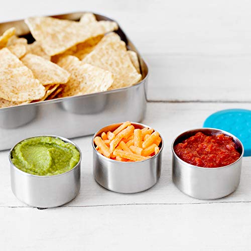 LunchBots 1.5oz Leak Proof Dips Condiment Containers - Set of 3 (1.5 oz) - Spill Proof in Bags and Bento Boxes - Food Grade Stainless Steel and Silicone Lids - Dishwasher Safe - Aqua Set - Thumbnail 6