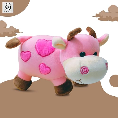 Image of SARO Cow Tremp Plush Soft Toy Cute Kids Animal Home Decor Boys /Girls (Pack of 1)(30 Cm) | (Pink)