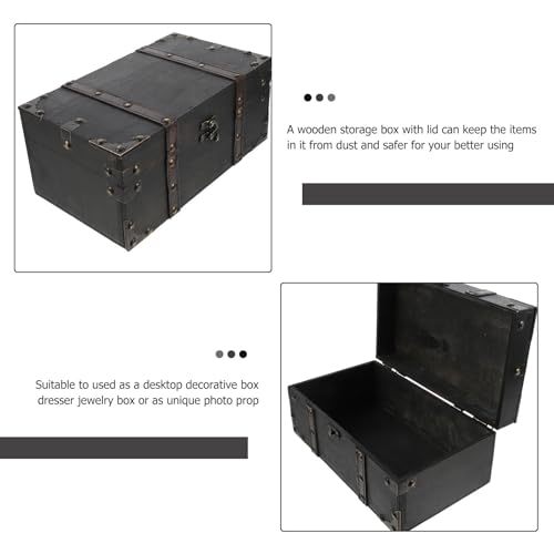 Boîte rangement et décoration rétro coffre à trésor en bois