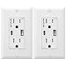 TOPGREENER 5.8A Ultra High Speed USB Type-C/A Combo Outlet, 15A Tamper-Resistant Receptacle, Compatible with iPhone 11 Pro/11/XS/MAX/XR/X, Samsung Note S9/S8/S7 & More, TU21558AC-2PCS, White 2 Pack