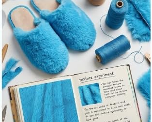 Image of Prokart Soft Faux Fur Fabric Cloth - 60 Inch Wide Pana | Fur Fabric Decorative Cloth for Crafting Soft Toys, Fancy Dress, Baby Photoshoot, Wedding Mandap & Party Decor (Blue, 5 Mtr)