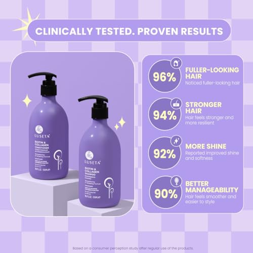 L LUSETA Luseta Biotin & Collagen Shampoo and Conditioner Set for Thinning Hair – Thickening & Strengthening with Argan Oil - Adds Volume, Shine & Manageability Sulfate Free, Paraben Free -16.9 fl oz (2 Pack)