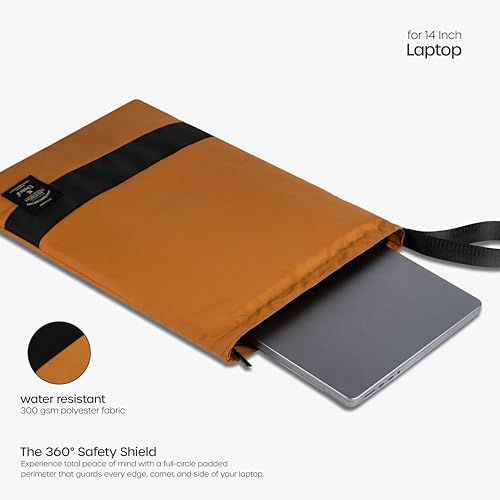 Image of Elmira 15.6 Inch Laptop Sleeve, Water-Resistant Padded Protective for MacBook Pro 16, Dell, HP, Lenovo, ASUS & Acer, Slim Laptop Cover Bag with Durable Zipper for Men & Women (Camel, 15.6 INCH)