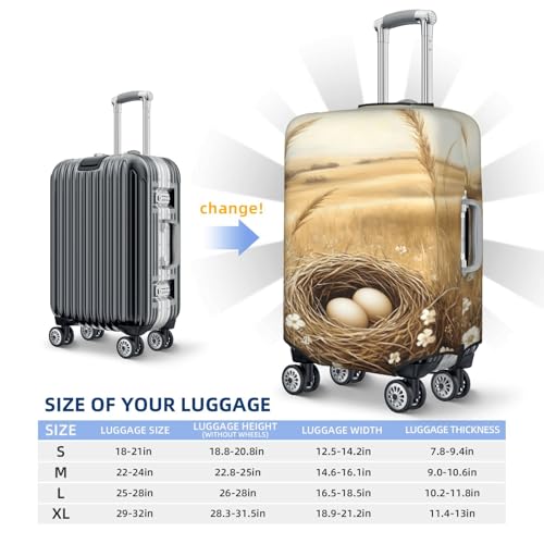 Countryside Woven Bird Nest Wild Grass Elastic Travel Luggage Covers Dustproof Scratch-Resistant Suitcase Protector Fit 22-24 Inch4