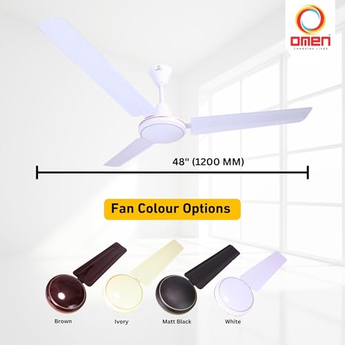 Image of Omen Changing Lives Dollar 1200mm Ceiling Fan for Home | BEE Star Rated Energy Efficient | Rust Resistant | Superior Air Delivery | High Speed | 2 Year Warranty| (White)