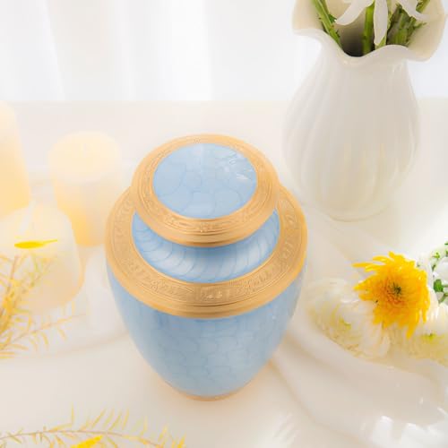 Image of Cremation Urn for Human Ashes - Adult Brass Urn for Men or Women up to 200lbs - Handcrafted Memorial Burial Container - Suitable for Funeral or Display