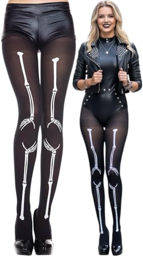 Image of ToBeInStyle Women's Scary Skeleton Leg Bones Halloween Hosiery Tights & Thigh High Stockings