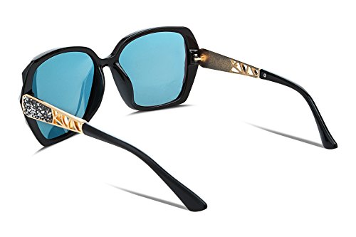 Image of FEISEDY Classic Polarized Women Sunglasses Sparkling Composite Frame B2289 (Color:-Black /Rose Gold Pink)