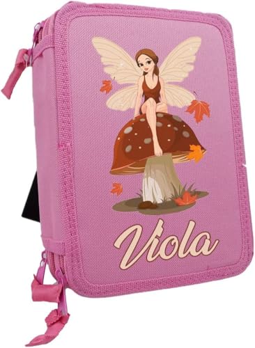 Astuccio Scuola per Personalizzato con Nome Zip Completo 33 Pezzi Ballerina portatutto Portapastelli Colorato di Penne Pastelli Pennarelli Righello Temperino Gomma Taccuino2 bambina