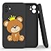Mixroom - Cover Custodia per iPhone 7 in Silicone TPU Opaco con Bordi Piatti Colore Nero Fantasia Orsetto Principe 331