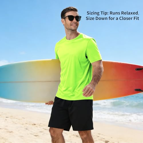 Image of 3 Pack Mens Swim Shirt Workout Shirts UPF 50+ Short Sleeve Rash Guard Fast Dry Sun Protection Lightweight Water Shirt