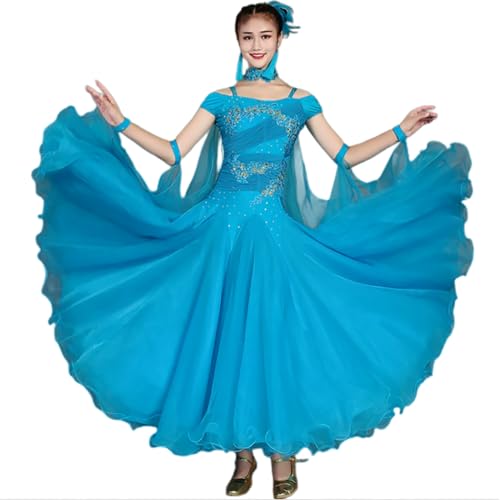 Robe de danse de salon pour femme XL - Tenue valse moderne en tulle