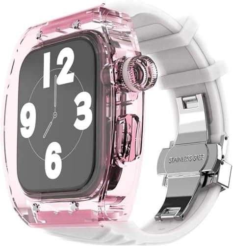 Bracelet Apple Watch silicone transparent anti-jaunissement 45mm avec fermoir sécurisé