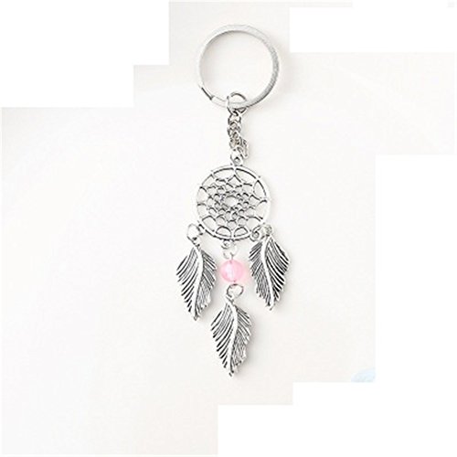 Preisvergleich Produktbild Daliuing Blätter Daman Schlüsselanhänger Dream Catcher Schlüsselhalter Keychain Schlüsselbund American Indian Traumfänger Auto Handtaschenanhänger Dekor (Pink)