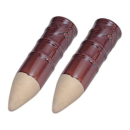 Amazon 瀬戸物製 お墓用花立 地刺しタイプ 茶色 1対2本セット 野花立 瀬戸 花立 華瓶 オンライン通販