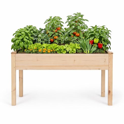 Backyard Expressions Wooden Raised Garden Bed | 48' x 24' x 30' Elevated Planter Box with Included Bed Liner | Outdoor Vegetable, Flower, and Herb Gardening