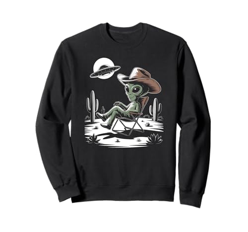 Cowboy Alien Under Moon Desert UFO Arte espacial occidental Sudadera