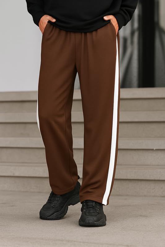 Paralians Pantaloni sportivi da uomo in poliestere, vestibilità dritta, vita flessibile, vita media, elasticizzati, per sport, palestra e abbigliamento casual
