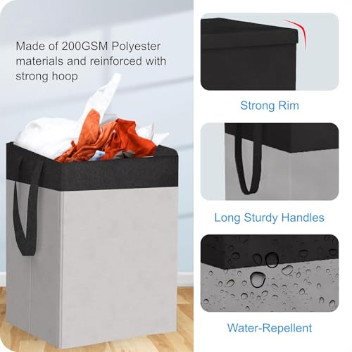 Image of LAXIS 75L Laundry Bag for Clothes with Lid, Large Dirty Clothes Laundry Basket & Cloth Storage Bin, Used Clothes Organizer, Multipurpose Laundry Basket for Bedroom & Bathroom - Grey