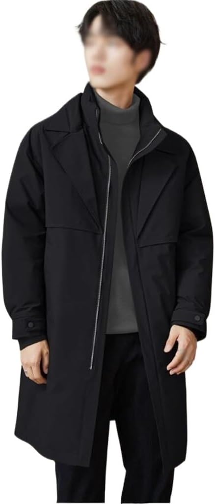 No Hat Stand Collar White Duck Velvet In The Long Warm Men's Coat Windbreaker Down Jacket For Men(Medium)