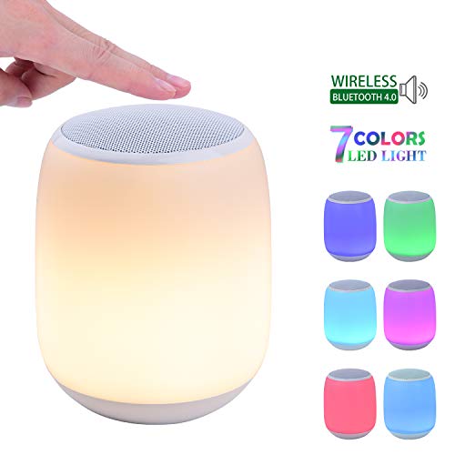 Altavoz Bluetooth LED ZOESON, Altavoz inalámbrico portátil USB Luz de noche con gancho, Lámpara de mesita que cambia de color Lámpara de mesa Lámpara táctil inteligente para fiesta/dormitorio