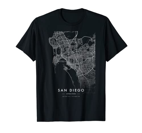 San Diego California Funny City Coordenadas Skyline City Mapa Camiseta