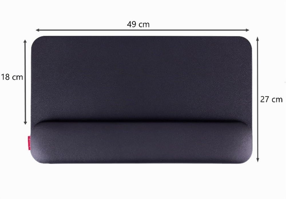 Ergonomische Handgelenkauflage für Tastaturen, schwarz, 495 x 270 x 25 mm | ErgoPols Classic Modell, ergonomisch, für Tastaturen, für Büro/Zuhause, hochwertiges Leder, pflegeleicht