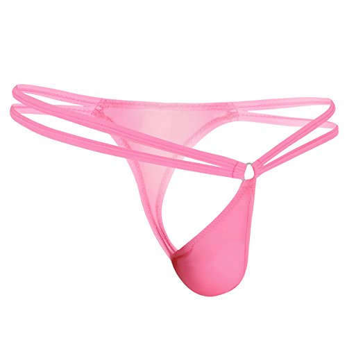 AGJGFM Men's Sexy Double Waist Straps Bulge Pouch Mini G-String Thong Underwear3