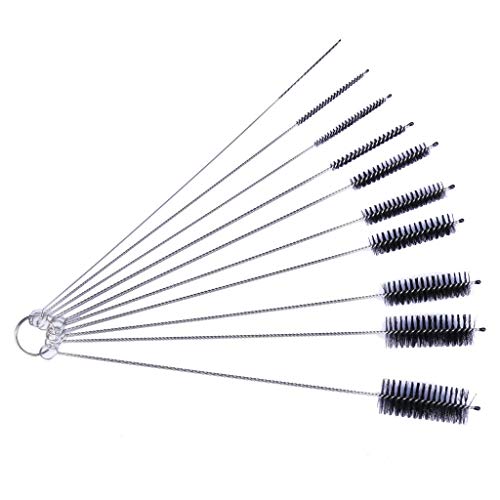 Cleaning Brush Tube Kit 10Pcs 9.84 * - Stainless steel reusable tube brush kit for cleaning glass, plastic, silicone drinking water bottles, water bottles, water bottles, Yeti water glasses, baby cups
