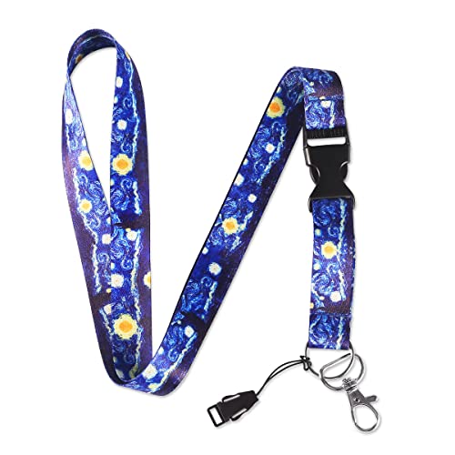 Bird Fiy 5 cordones para tarjetas de identificación, cuello resistente, correa para el cuello para el soporte de la insignia, llaves, teléfono (cielo estrellado azul)