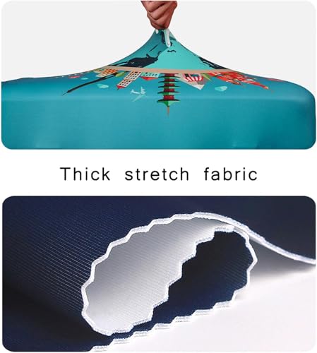 Travel Themed Luggage Cover Teal Modern Airplane Luggage Cover Aesthetic Waterproof Elastic Suitcase luggage covers for suitcase tsa approved Fits 25-28 Inch Luggage3