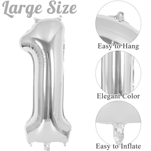 Image of 20 Pcs 16 Inch Silver Number 0-9 balloons, Number Foil Balloons, Small Mylar Numbers Balloon Custom Digital Balloons for Birthday Aniversary Baby Shower Party Decorations Supplies (Silver 2 Set)