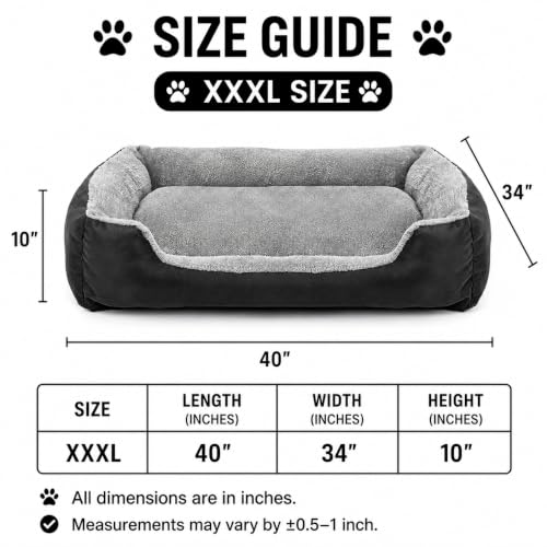 Image of SITSNOOZE Giant Reversible Orthopedic Dog Bed XXXL Size for Massive Breeds 45 kg and Above Washable Sofa Mat for Tibetan Mastiff and Newfoundland (Grey & Black, XXXL)